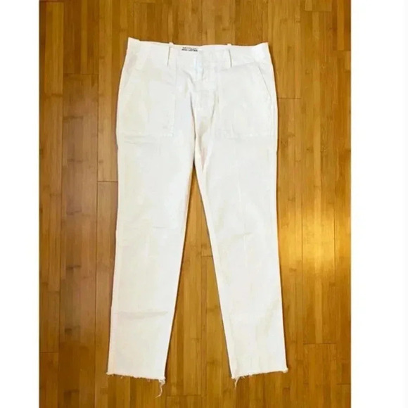 Nili Lotan Jenna Pant Eggshell White Cotton Crop Raw Hem Trouser Pants Size 10 - Picture 6 of 11
